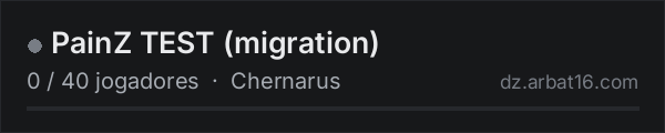 PainZ TEST (migration) na lista de servidores de DayZ da AR16