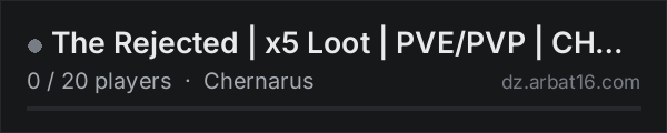 The Rejected | x5 Loot | PVE/PVP | CHERNARUS | on the AR16 DayZ server list