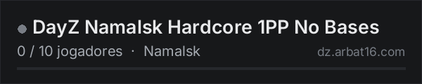 DayZ Namalsk Hardcore 1PP No Bases na lista de servidores de DayZ da AR16