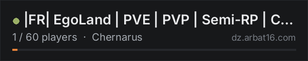 |FR| EgoLand | PVE | PVP | Semi-RP | Chernarus on the AR16 DayZ server list