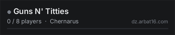 Guns N' Titties on the AR16 DayZ server list