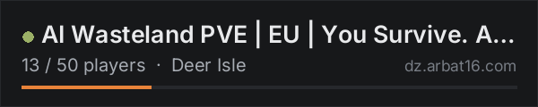 AI Wasteland PVE | EU | You Survive. AI Evolves. on the AR16 DayZ server list