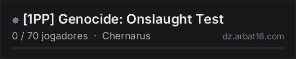 [1PP] Genocide: Onslaught Test na lista de servidores de DayZ da AR16