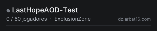 LastHopeAOD-Test na lista de servidores de DayZ da AR16