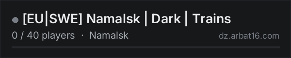 [EU|SWE] Namalsk | Dark | Trains on the AR16 DayZ server list
