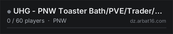 UHG - PNW Toaster Bath/PVE/Trader/Terje on the AR16 DayZ server list