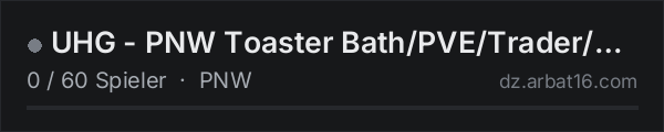 UHG - PNW Toaster Bath/PVE/Trader/Terje in der DayZ-Serverliste von AR16