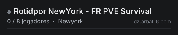 Rotidpor NewYork - FR PVE Survival na lista de servidores de DayZ da AR16