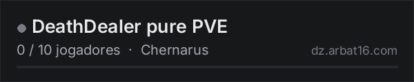 DeathDealer pure PVE na lista de servidores de DayZ da AR16