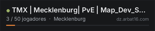 TMX | Mecklenburg| PvE | Map_Dev_Server na lista de servidores de DayZ da AR16