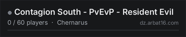 Contagion South - PvEvP - Resident Evil on the AR16 DayZ server list