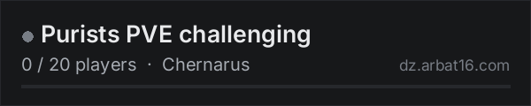 Purists PVE challenging on the AR16 DayZ server list