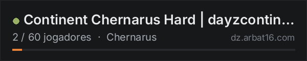 Continent Chernarus Hard | dayzcontinent.com na lista de servidores de DayZ da AR16