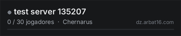 test server 135207 na lista de servidores de DayZ da AR16