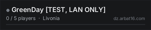 GreenDay [TEST, LAN ONLY] on the AR16 DayZ server list