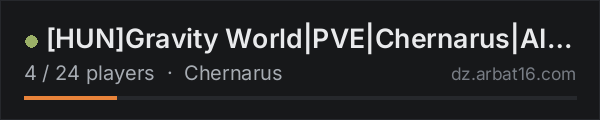 [HUN]Gravity World|PVE|Chernarus|AI Mission|Trader|Quest|Airdro on the AR16 DayZ server list
