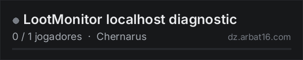LootMonitor localhost diagnostic na lista de servidores de DayZ da AR16