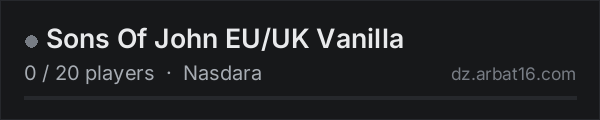 Sons Of John EU/UK Vanilla on the AR16 DayZ server list