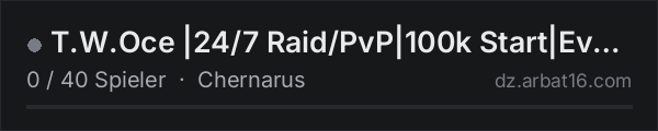 T.W.Oce |24/7 Raid/PvP|100k Start|Events|Bunker/OilRigs|Helis in der DayZ-Serverliste von AR16