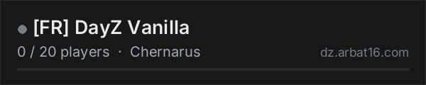 FR DayZ Vanilla on the AR16 DayZ server list