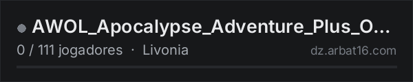 AWOL_Apocalypse_Adventure_Plus_Organic_RP_Livonia na lista de servidores de DayZ da AR16