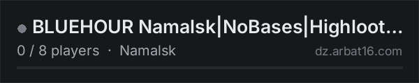 BLUEHOUR Namalsk|NoBases|Highloot|1PP on the AR16 DayZ server list