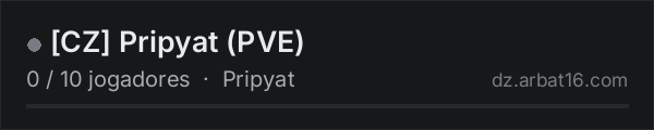 [CZ] Pripyat (PVE) na lista de servidores de DayZ da AR16