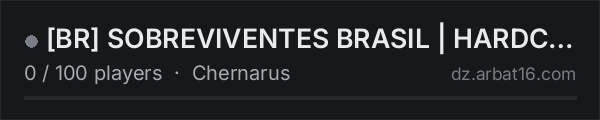 [BR] SOBREVIVENTES BRASIL | HARDCORE | SOLO-DUO-TRIO on the AR16 DayZ server list