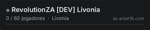 RevolutionZA [DEV] Livonia na lista de servidores de DayZ da AR16