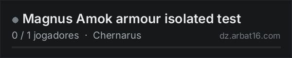 Magnus Amok armour isolated test na lista de servidores de DayZ da AR16