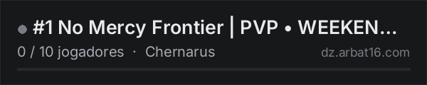 #1 No Mercy Frontier | PVP • WEEKEND RAID • FRESH WIPE ~ na lista de servidores de DayZ da AR16