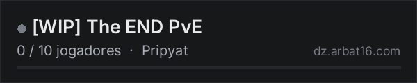 WIP The END PvE na lista de servidores de DayZ da AR16