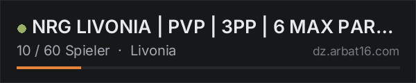NRG LIVONIA | PVP | 3PP | 6 MAX PARTY | WIPE 17.10 in der DayZ-Serverliste von AR16