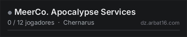 MeerCo. Apocalypse Services na lista de servidores de DayZ da AR16