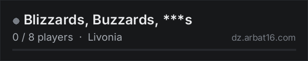 Blizzards, Buzzards, ***s on the AR16 DayZ server list